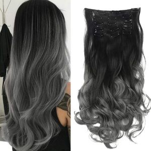 🎀 20” GRAY OMBRE 7 piece NEW SET HAIR EXTENSIONS 🎀